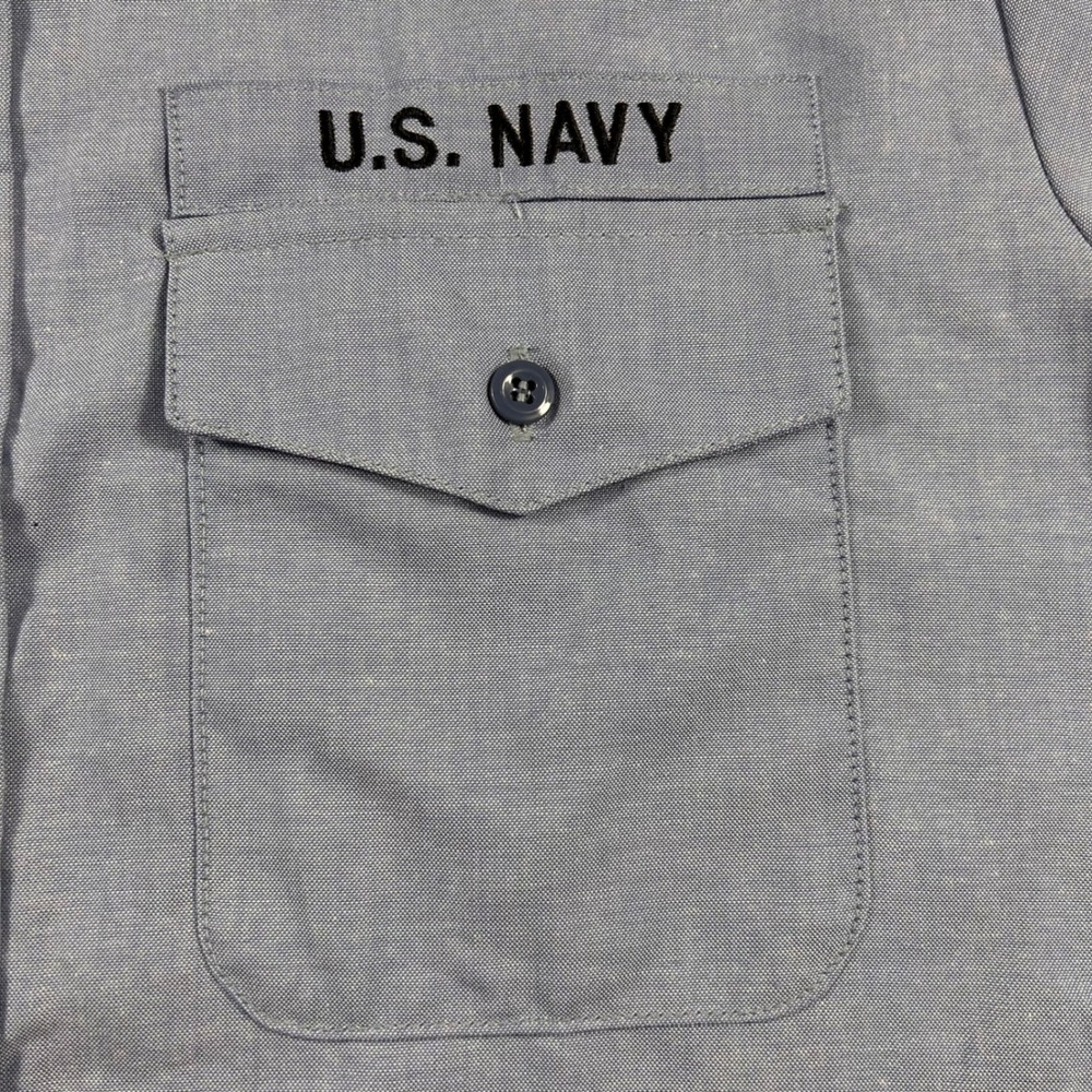 NWT DSCP Quarterdeck Collection Chambray SS Shirt Mens L Blue 8405-01-458-5543 - Picture 6 of 14